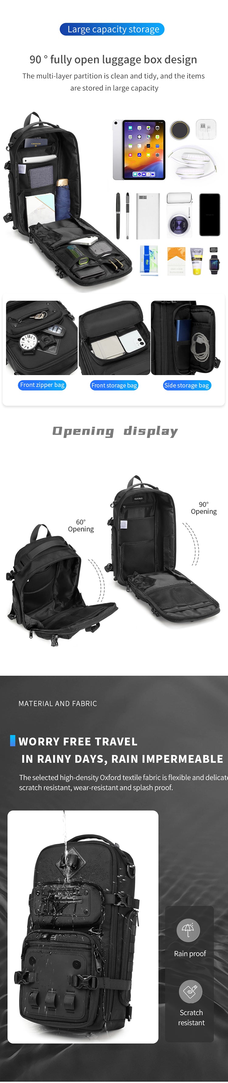 Vielseitige diagonaler Outdoor Rucksack-Tasche | Kamerahalterung