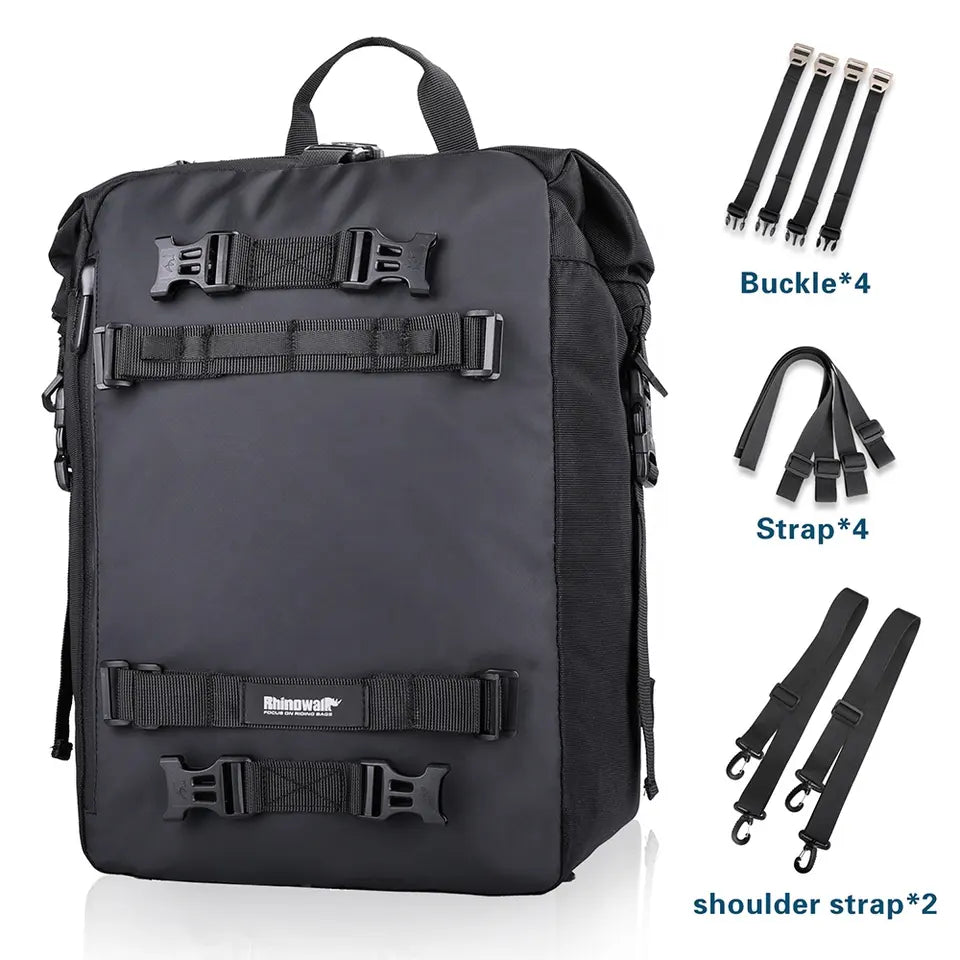 Motorradtasche 30 L "Rhinowalk", schwarz, wasserdicht, mit den Tragegürtelset