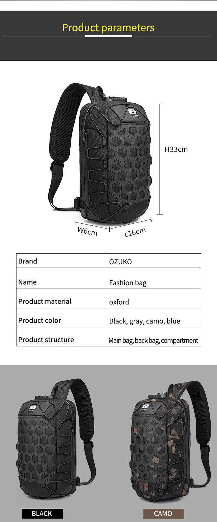 Herren Ein-Schulter Tasche-Rucksack