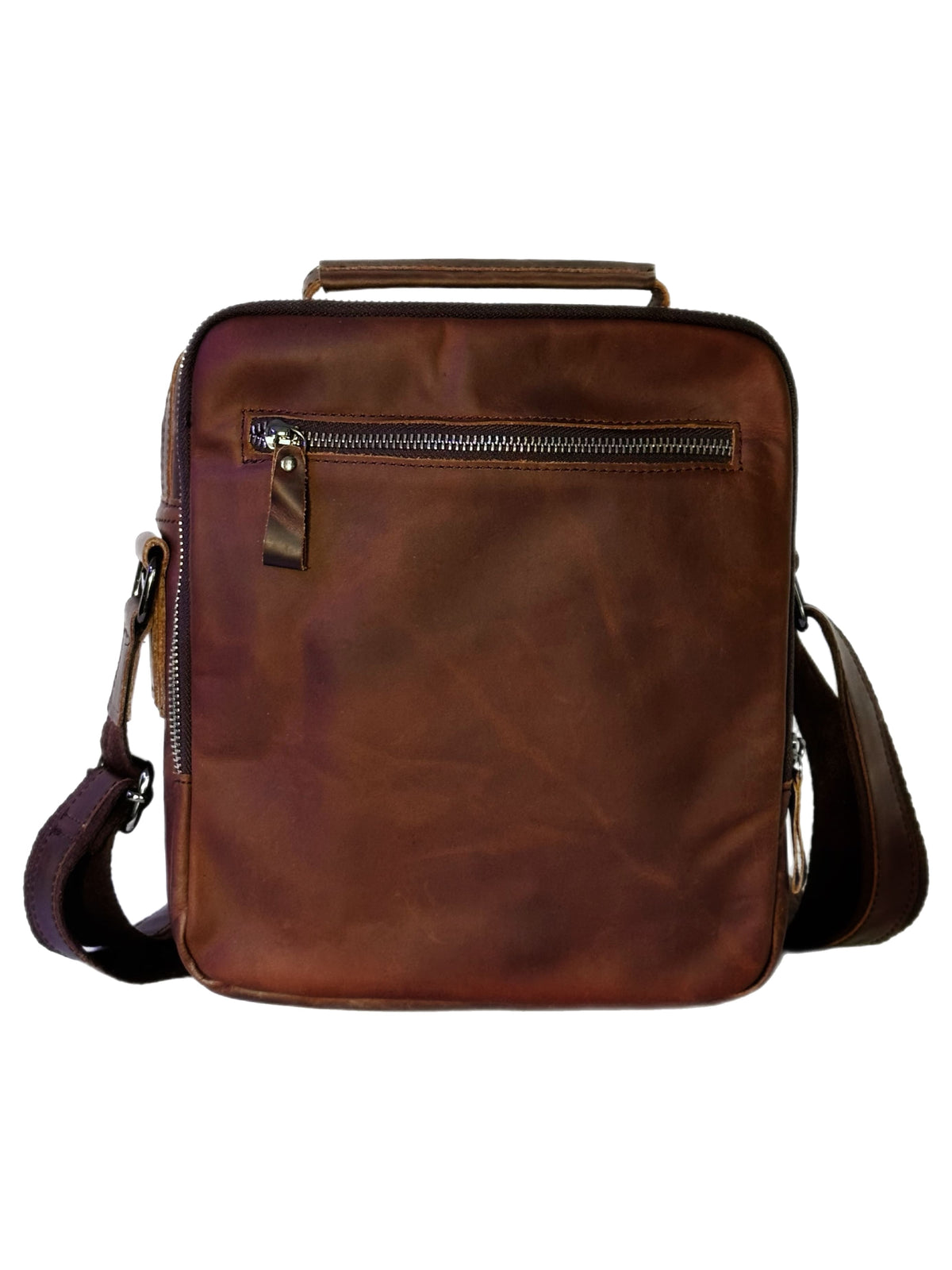 Herren Umhängetasche aus echtem Leder red brown