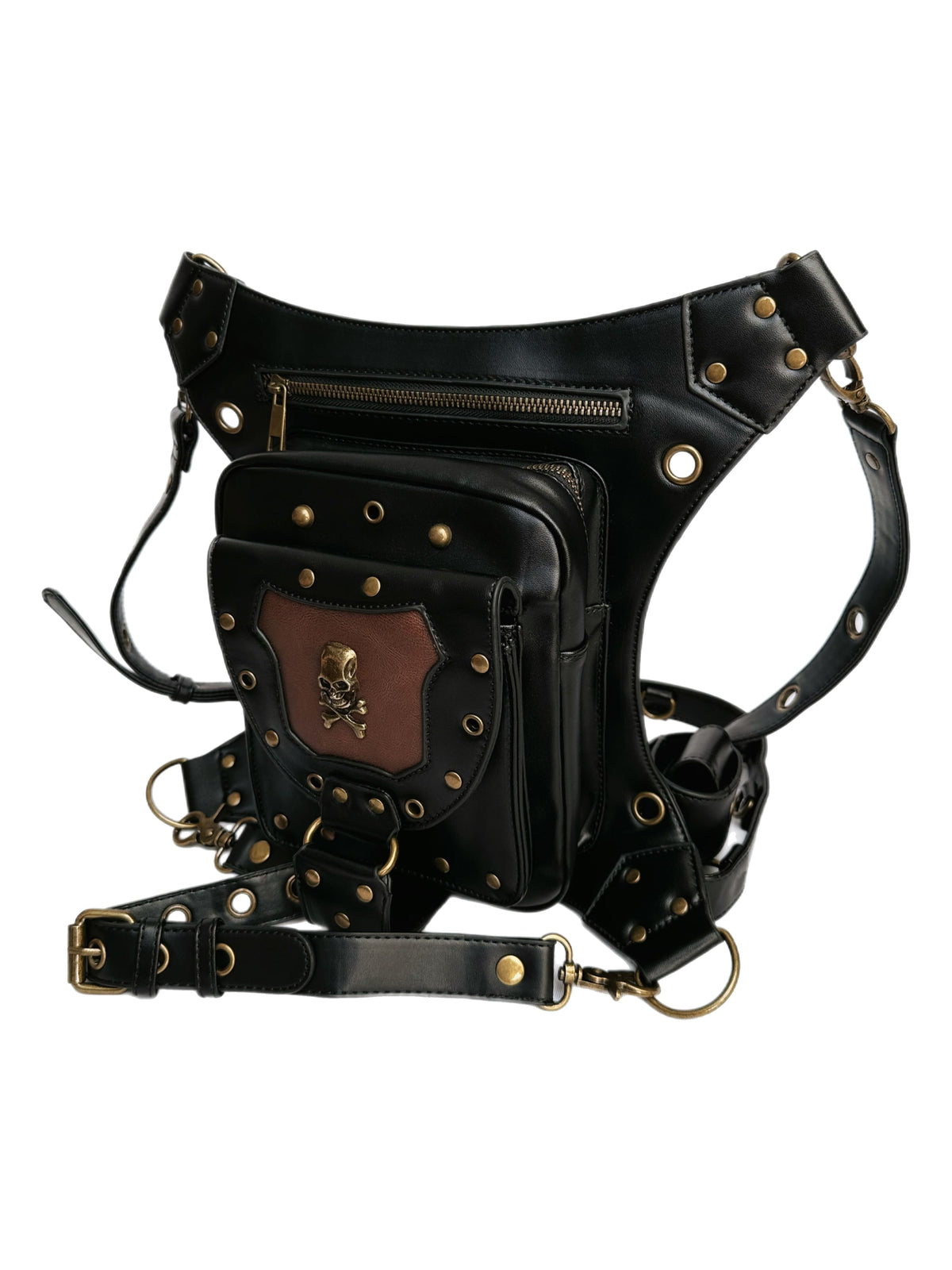 Vielseitige alternative Tasche: Gothic-, Biker & Punk Stil, wandelbar für Hüfte oder Schulter HG 133