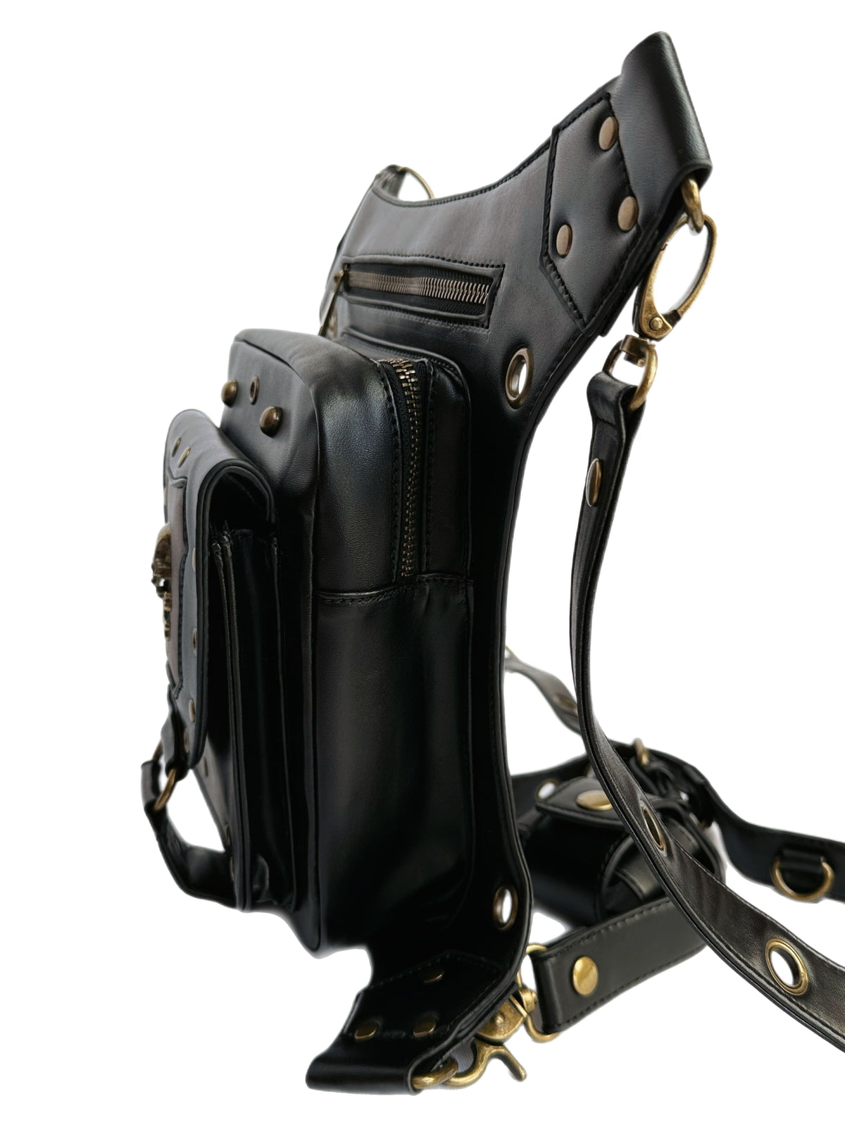 Vielseitige alternative Tasche: Gothic-, Biker & Punk Stil, wandelbar für Hüfte oder Schulter HG 133