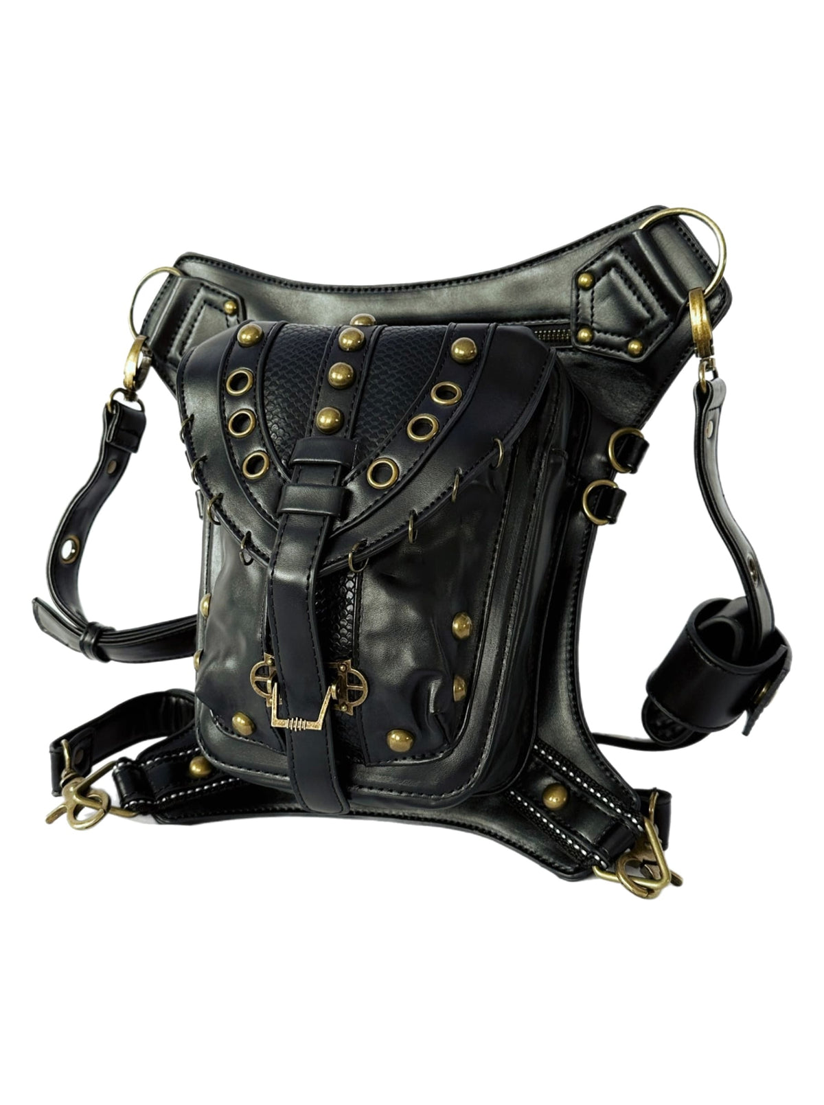 Vielseitige alternative Tasche: Gothic-, Biker & Punk Stil, wandelbar für Hüfte oder Schulter HG 137