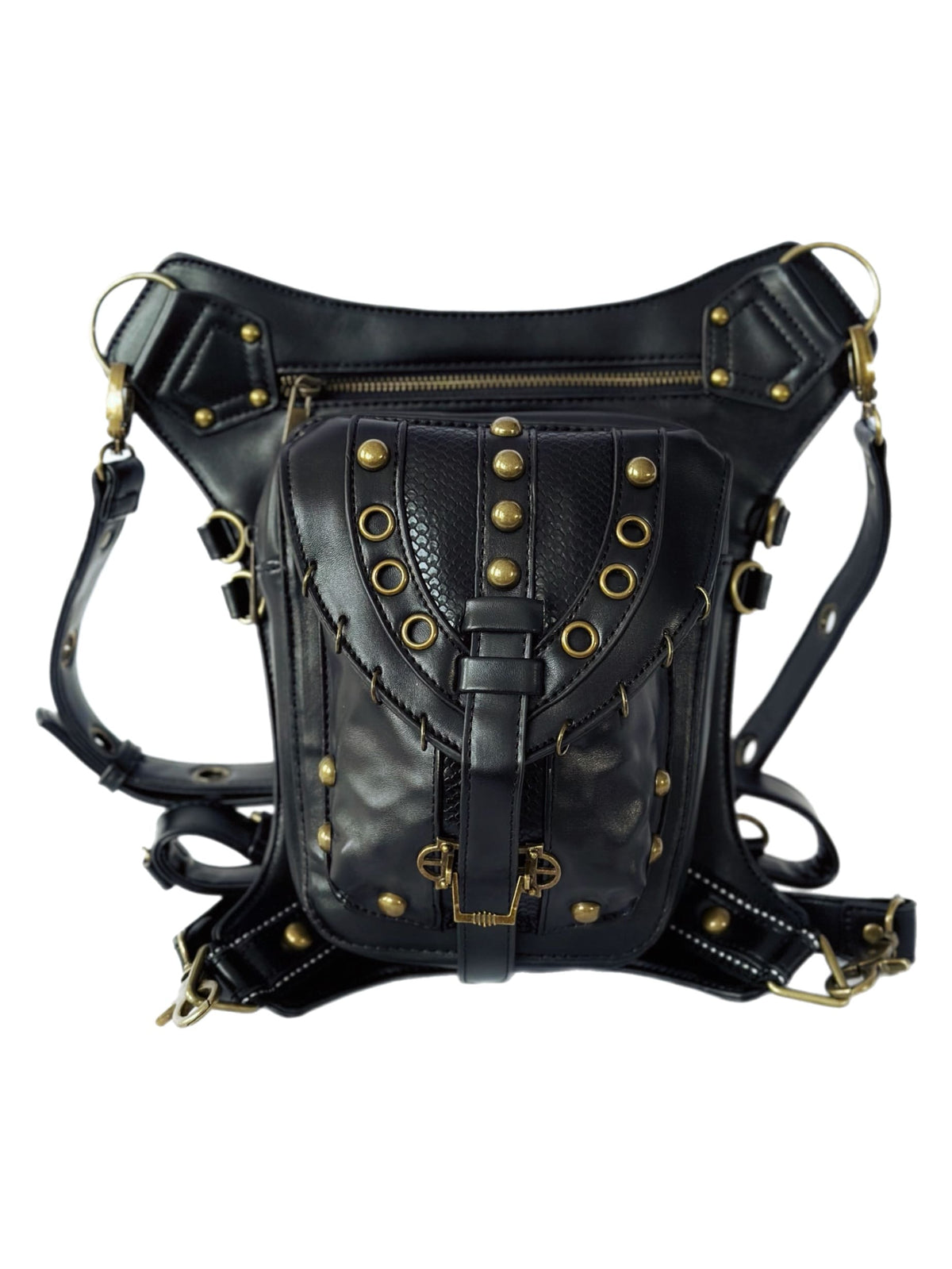 Vielseitige alternative Tasche: Gothic-, Biker & Punk Stil, wandelbar für Hüfte oder Schulter HG 137