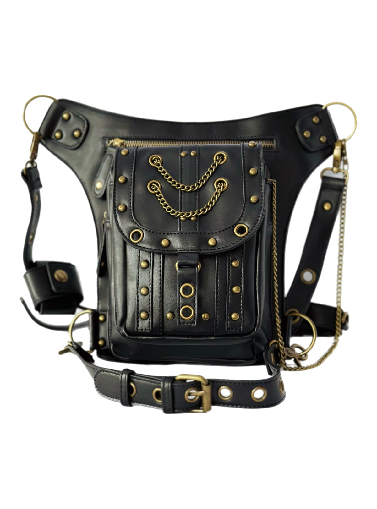 Vielseitige alternative Tasche: Gothic-, Biker & Punk Stil, wandelbar für Hüfte oder Schulter HG 134