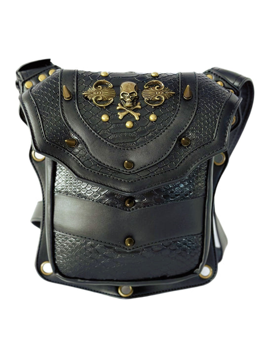 Vielseitige alternative Tasche: Gothic-, Biker & Punk Stil, wandelbar für Hüfte oder Schulter HG 139